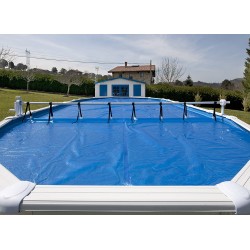 Gre 40135 Avvolgitore di Coperte per Piscine Fuori Terra, Bianco/Grigio, 6.5 m