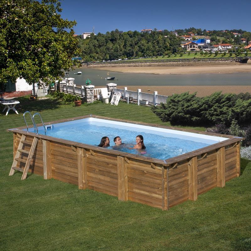 Piscina in Legno EVORA 620x420x133h Rettangolare GRE - 790206