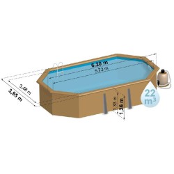 Piscina in Legno 620x395x136h SAFRAN 2 Ovale GRE - 7900892