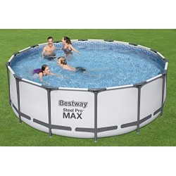 Bestway 5612X Power Steel Pro MAX 427x122cm con Pompa di Filtrazione, Scaletta, Telo di Copertura