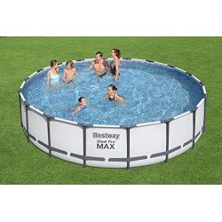 Bestway 56462 Power Steel Pro MAX 549x122cm con Pompa di Filtrazione, Scaletta, Telo di Copertura