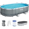 Bestway 56448 Powee Steel Ovale 488x305x107cm con Pompa di Filtraggio, Scaletta, Telo di Copertura