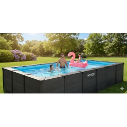 INTEX - PISCINA GRAPHITE GRAY PANEL 600x300x124h RETTANGOLARE 26398