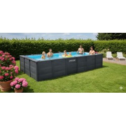 INTEX - PISCINA GRAPHITE GRAY PANEL 600x300x124h RETTANGOLARE 26398
