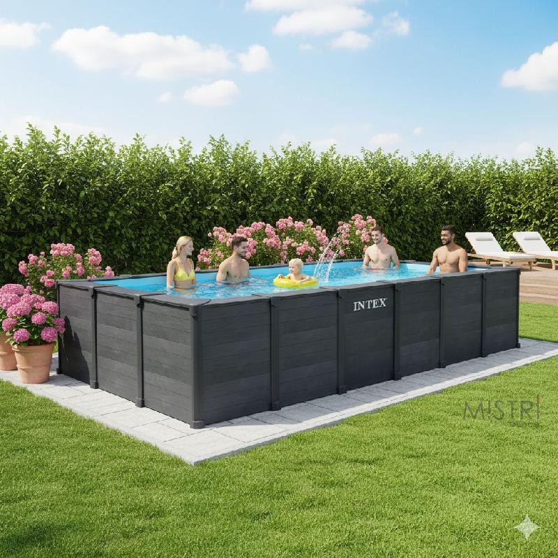 INTEX - PISCINA GRAPHITE GRAY PANEL 600x300x124h RETTANGOLARE 26398