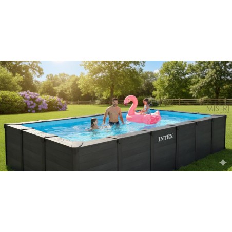 INTEX - PISCINA GRAPHITE GRAY PANEL 600x300x124h RETTANGOLARE 26398