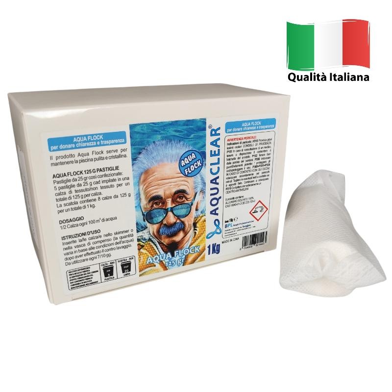 Aquaclear - Flocculante pastiglie in calza da 125gr. 1kg Aquaclear - Flocculante pastiglie in calza da 125gr. 1kg