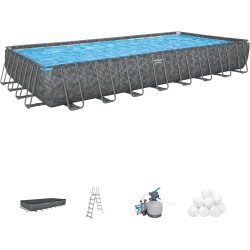 Bestway - Piscina APX 365 Rettangolare 956x488x132 Color Marmo Scuro 561KJ