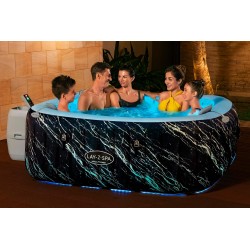 Bestway Idromassaggio Lay-Z-Spa Hollywood Luxe AirJet con luci LED, 4-6 persone, nero effetto marmo 6001F