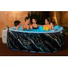 Bestway Idromassaggio Lay-Z-Spa Hollywood Luxe AirJet con luci LED, 4-6 persone, nero effetto marmo 6001F