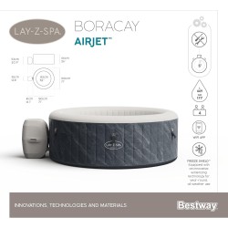 Bestway Idromassagio Lay-Z-Spa gonfiabile Borocay 180x66cm AirJet, 2-4 persone 60175