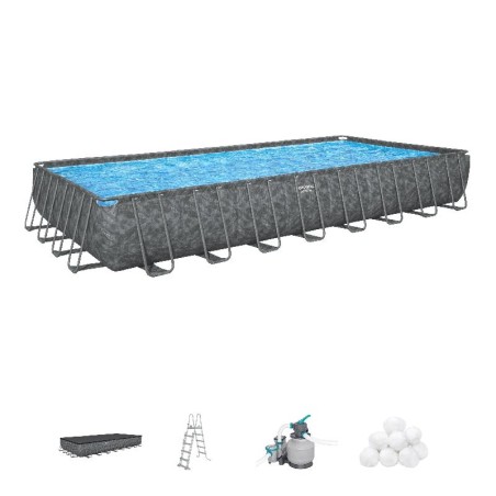 Bestway - Piscina APX 365 Rettangolare 956x488x132 Color Marmo Scuro 561KJ