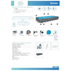 Bestway - Piscina APX 365 Rettangolare 956x488x132 Color Marmo Scuro 561KJ