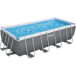 Bestway 56671 Power Steel 488x244x122cm - Piscina Fuori Terra in PVC Rettangolare con Pompa di Filtrazione a Sabbia, Scaletta, 