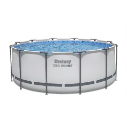 Bestway 56420 Power Steel Pro MAX 366x122cm - Piscina Fuori Terra Rotonda con Pompa di Filtrazione, Scaletta, Telo di Copertura