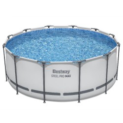 Bestway 56420 Power Steel Pro MAX 366x122cm - Piscina Fuori Terra Rotonda con Pompa di Filtrazione, Scaletta, Telo di Copertura