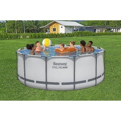Bestway 56420 Power Steel Pro MAX 366x122cm - Piscina Fuori Terra Rotonda con Pompa di Filtrazione, Scaletta, Telo di Copertura