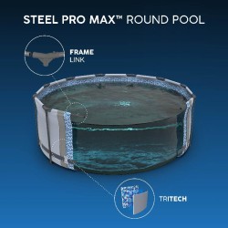 Bestway 56420 Power Steel Pro MAX 366x122cm - Piscina Fuori Terra Rotonda con Pompa di Filtrazione, Scaletta, Telo di Copertura