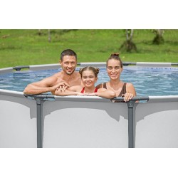 Bestway 5612X Power Steel Pro MAX 427x122cm - Piscina Fuori Terra Rotonda con Pompa di Filtrazione, Scaletta, Telo di Copertura