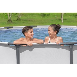 Bestway 5612X Power Steel Pro MAX 427x122cm - Piscina Fuori Terra Rotonda con Pompa di Filtrazione, Scaletta, Telo di Copertura