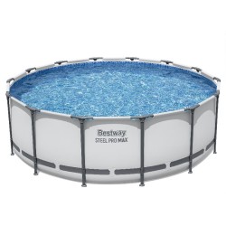 Bestway 5612X Power Steel Pro MAX 427x122cm - Piscina Fuori Terra Rotonda con Pompa di Filtrazione, Scaletta, Telo di Copertura