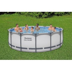 Bestway 5612X Power Steel Pro MAX 427x122cm - Piscina Fuori Terra Rotonda con Pompa di Filtrazione, Scaletta, Telo di Copertura