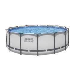 Bestway 5612X Power Steel Pro MAX 427x122cm - Piscina Fuori Terra Rotonda con Pompa di Filtrazione, Scaletta, Telo di Copertura