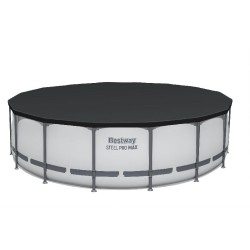 Bestway 5612Z Power Steel Pro MAX 488x122cm - Piscina Fuori Terra in PVC Rotonda con Pompa di Filtrazione a Cartuccia, Scaletta