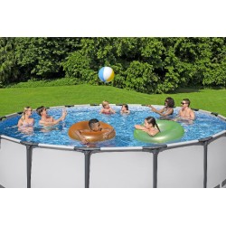 Bestway 5612Z Power Steel Pro MAX 488x122cm - Piscina Fuori Terra in PVC Rotonda con Pompa di Filtrazione a Cartuccia, Scaletta