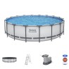 Bestway 56462 Power Steel Pro MAX 549x122cm - Piscina Fuori Terra in PVC Rotonda con Pompa di Filtrazione, Scaletta, Telo di Co