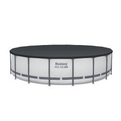 Bestway 56462 Power Steel Pro MAX 549x122cm - Piscina Fuori Terra in PVC Rotonda con Pompa di Filtrazione, Scaletta, Telo di Co