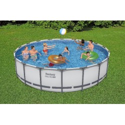 Bestway 56462 Power Steel Pro MAX 549x122cm - Piscina Fuori Terra in PVC Rotonda con Pompa di Filtrazione, Scaletta, Telo di Co