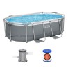 Bestway 5614A Power Steel 305x200x84cm - Piscina Fuori Terra Ovale con Pompa di Filtraggio