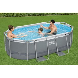 Bestway 5614A Power Steel 305x200x84cm - Piscina Fuori Terra Ovale con Pompa di Filtraggio