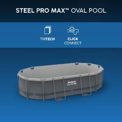 Bestway 5614A Power Steel 305x200x84cm - Piscina Fuori Terra Ovale con Pompa di Filtraggio