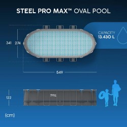 Bestway 56710 Power Steel 549x274x122cm - Piscina Fuori Terra in PVC Ovale con Pompa Di Filtraggio, Scaletta, Telo di Copertura