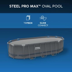 Bestway 56710 Power Steel 549x274x122cm - Piscina Fuori Terra in PVC Ovale con Pompa Di Filtraggio, Scaletta, Telo di Copertura