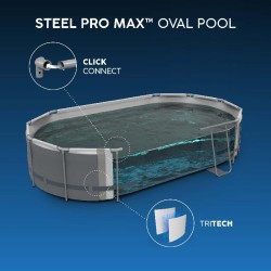Bestway 56710 Power Steel 549x274x122cm - Piscina Fuori Terra in PVC Ovale con Pompa Di Filtraggio, Scaletta, Telo di Copertura