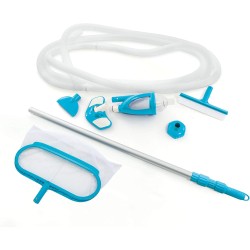 Intex 28003 Deluxe Kit di Pulizia per Piscine fino a 5.49 m, Grigio/Blu, 113.03 x 29.84 x 12.38 cm, Sacco in poliestere