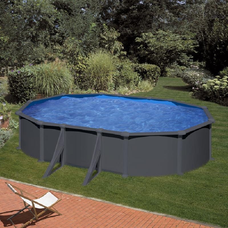Piscina acciaio GRE Serie ANTRACITE 500x300 h 132 ovale KITPROV508GY