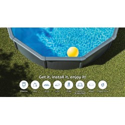 Piscina acciaio GRE Serie ANTRACITE diam. 350 h120 tonda KIT350GY