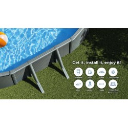 Piscina acciaio GRE Serie ANTRACITE 500x300 h120 ovale KIT500GY
