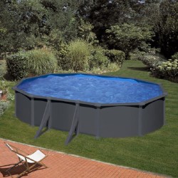 Piscina acciaio GRE Serie ANTRACITE 610x375 h120 ovale KIT610GY