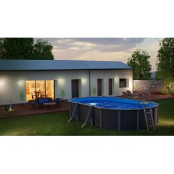Piscina acciaio GRE Serie ANTRACITE 610x375 h120 ovale KIT610GY