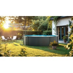 Piscina acciaio GRE Serie ANTRACITE diam. 350 h132 tonda KITPR358GY