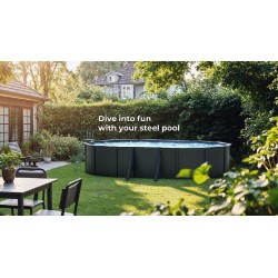 Piscina acciaio GRE Serie ANTRACITE diam. 350 h132 tonda KITPR358GY