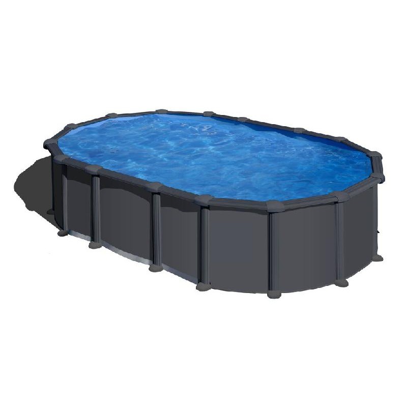 Piscina acciaio GRE Serie ANTRACITE 610x375 h 132 ovale KITPROV6188GY