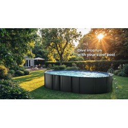 Piscina acciaio GRE Serie ANTRACITE 610x375 h 132 ovale KITPROV6188GY