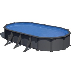 Piscina acciaio GRE Serie ANTRACITE 730x375 h 132 ovale KITPROV738GY