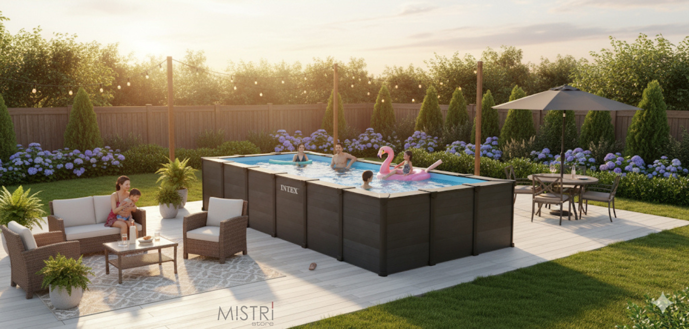 Piscina Intex Graphite gay panel, La piscina rettangolare rivestita di intex